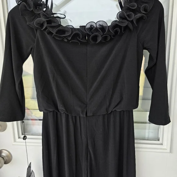 Adrianna Papell Women Jumpsuit Sz 2 Black Chiffon Ruffle Wide Leg NWT Cocktail - Picture 9 of 10